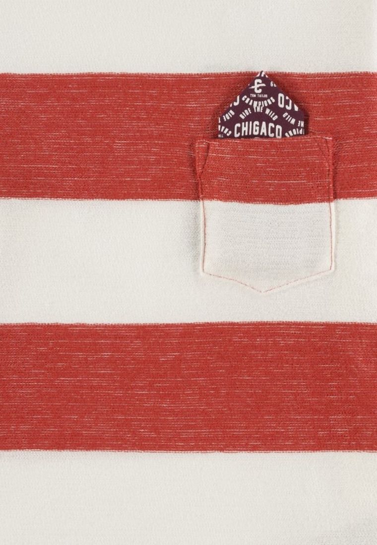 Bluzka chłopięca z długim rękawem, biało-czerwona, Tom Tailor