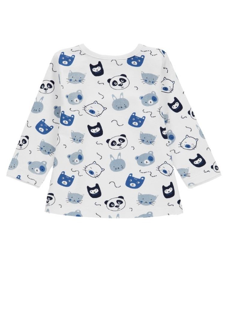 Bluzka chłopięca z długim rękawem, biało-niebieska, Kanz