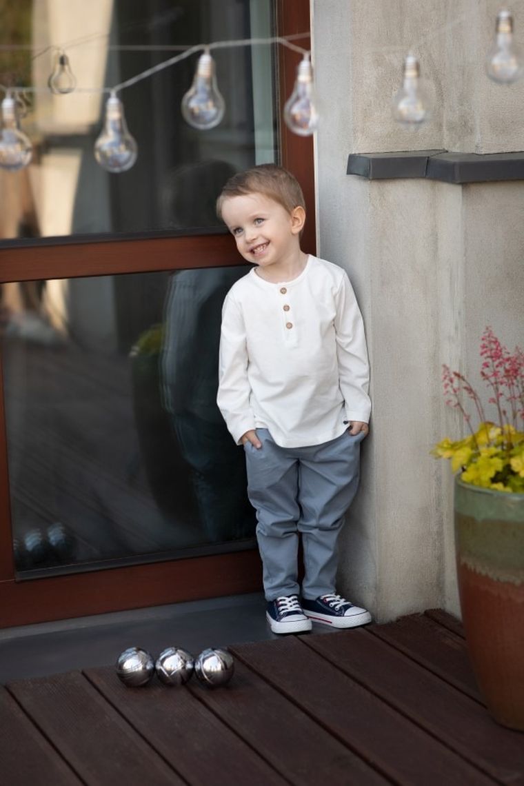 Bluzka chłopięca z długim rękawem, ecru, Charlie, Pinokio