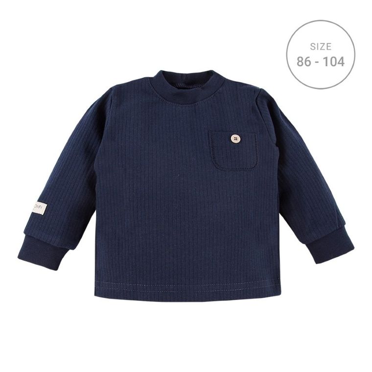 Bluzka chłopięca z długim rękawem, granatowa, Eevi