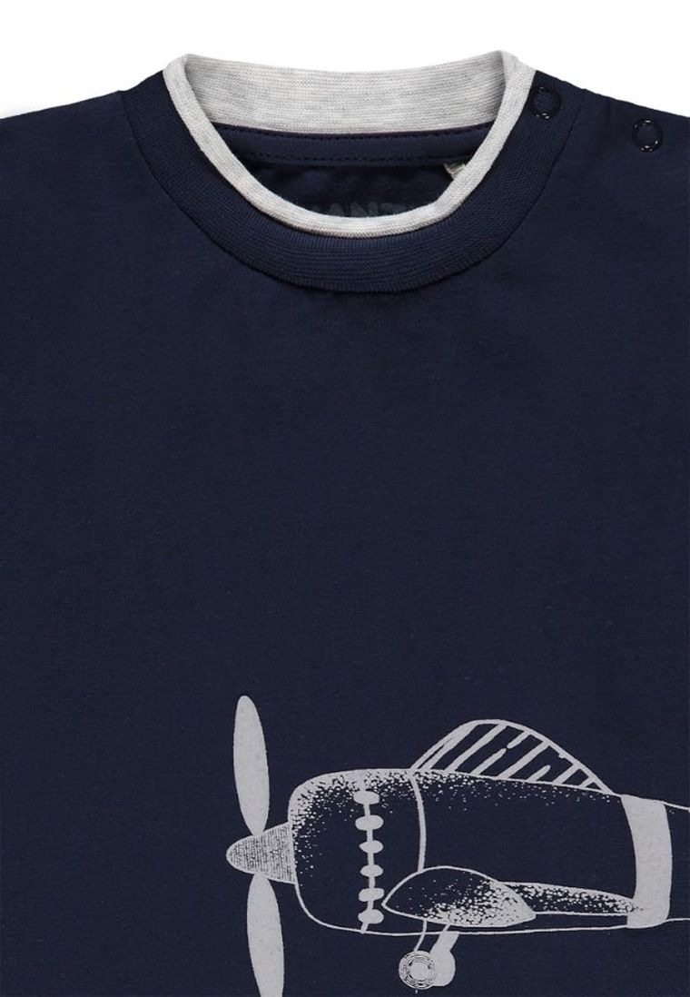 Bluzka chłopięca z długim rękawem, granatowa, Kanz