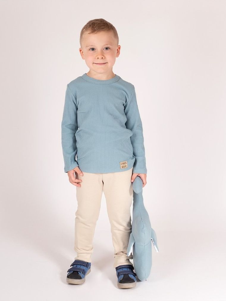 Bluzka chłopięca z długim rękawem, niebieska, Nicol