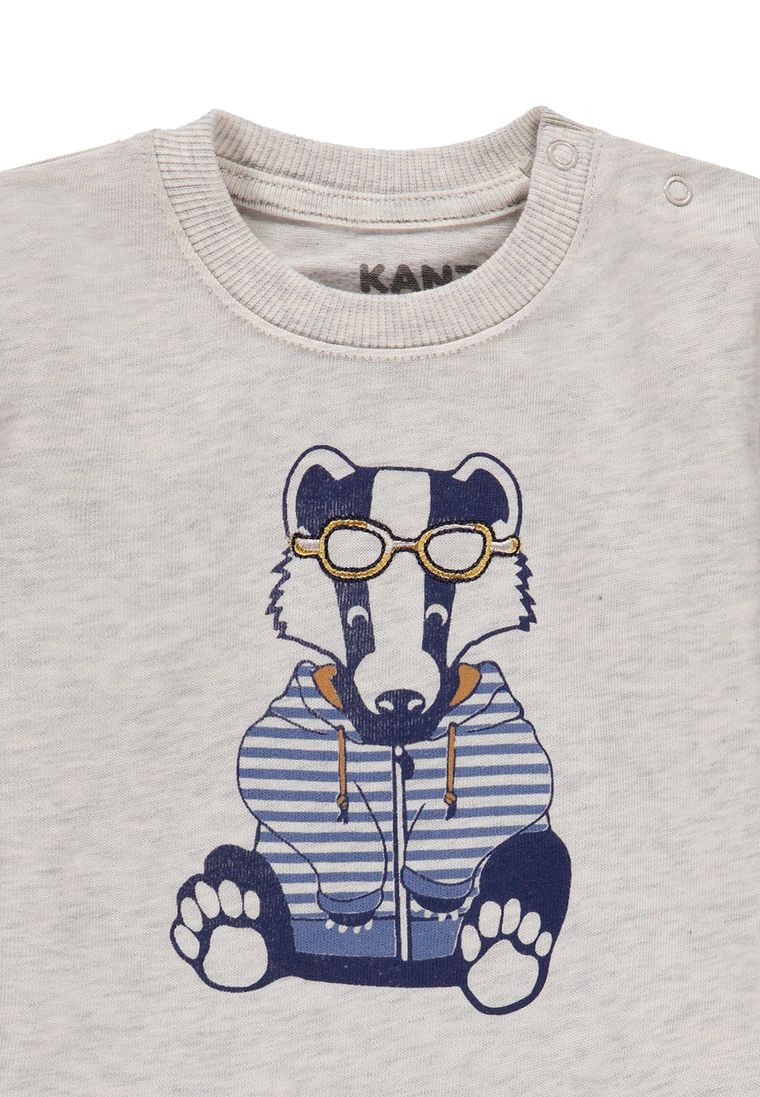 Bluzka chłopięca z długim rękawem, szara, Kanz