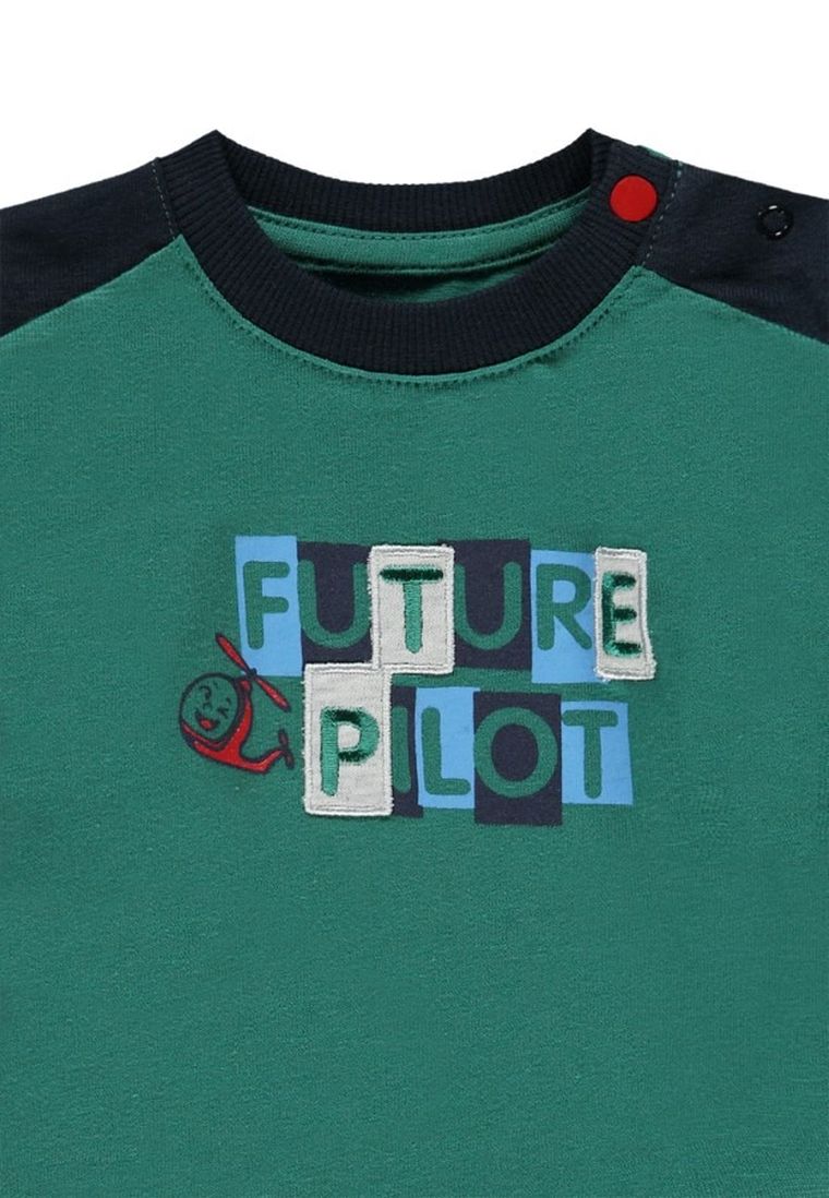 Bluzka chłopięca z długim rękawem, zielona, Kanz