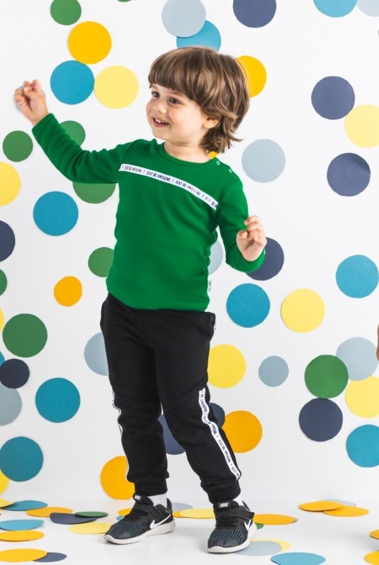 Bluzka chłopięca z długim rękawem, zielona, Nicol