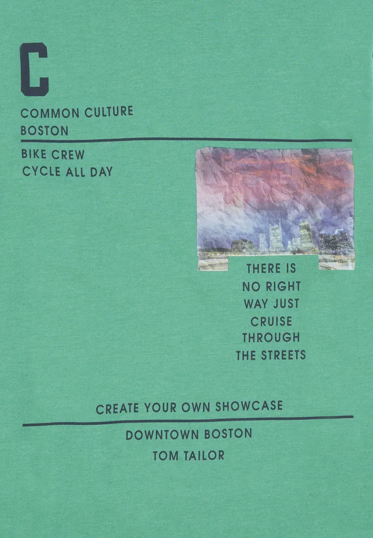 Bluzka chłopięca z długim rękawem, zielona, Tom Tailor