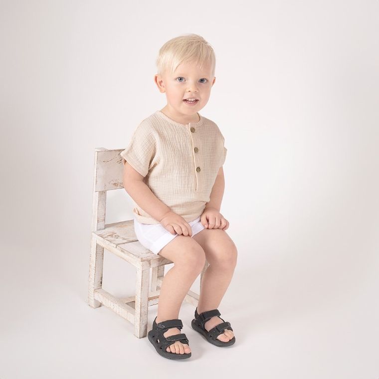 Bluzka chłopięca z krótkim rękawem, beżowa, Nicol