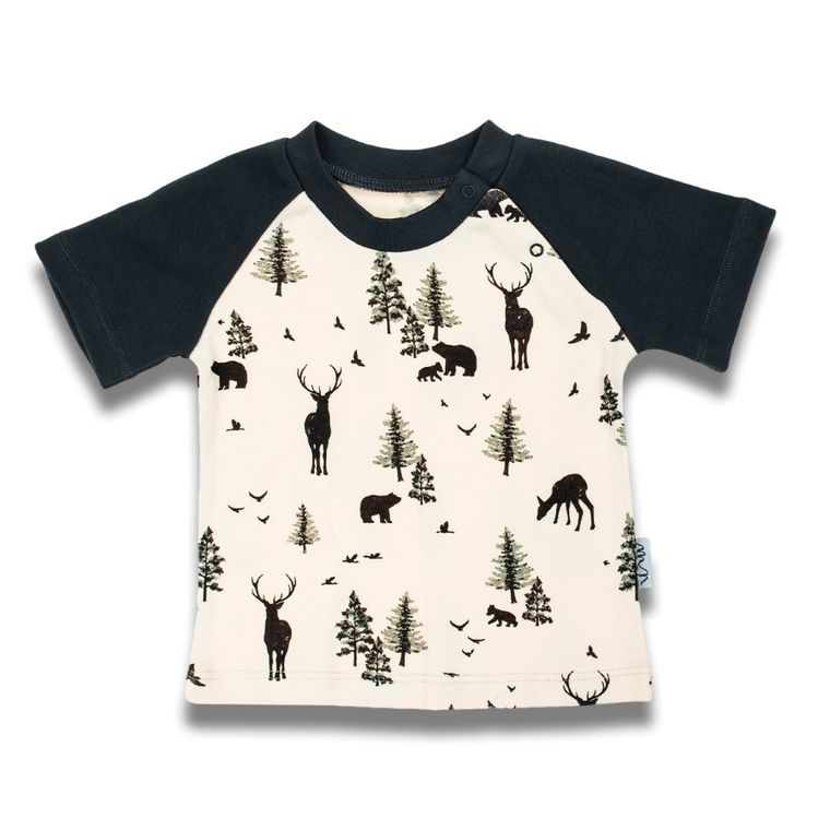 Bluzka chłopięca z krótkim rękawem, grafitowo-beżowa, Nicol