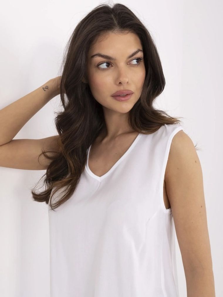 Bluzka damska bez rękawów, biała, Sublevel