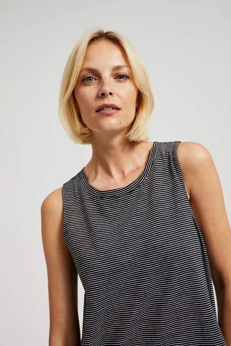 Bluzka damska bez rękawów, czarna, Moodo