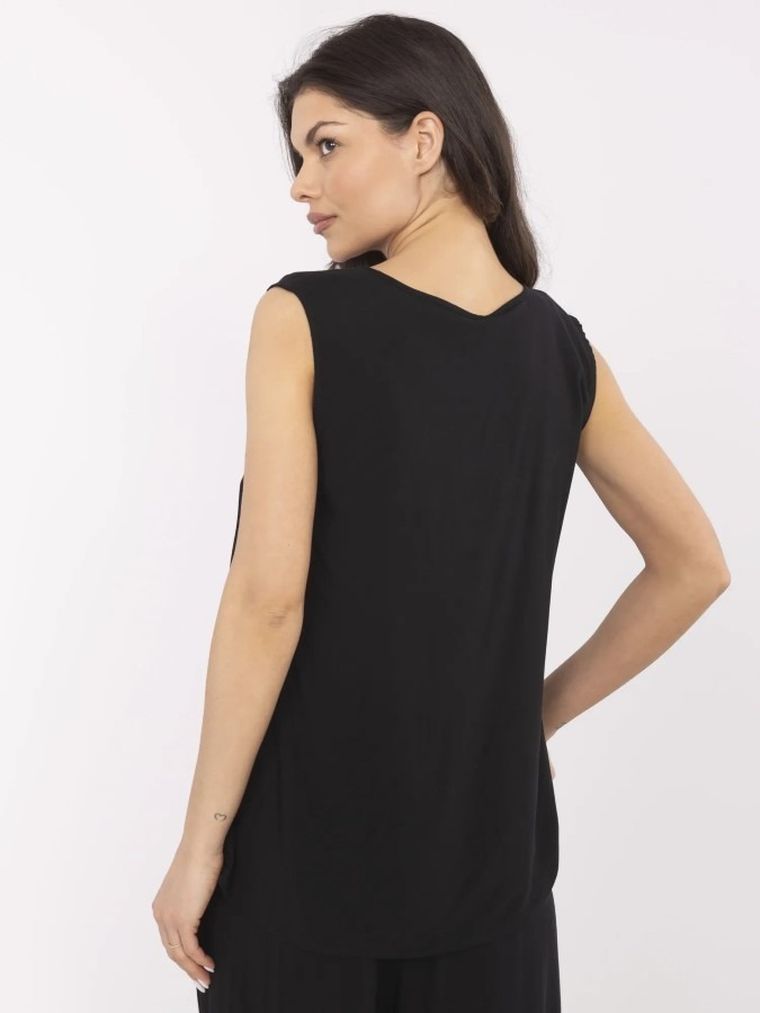 Bluzka damska bez rękawów, czarna, Sublevel