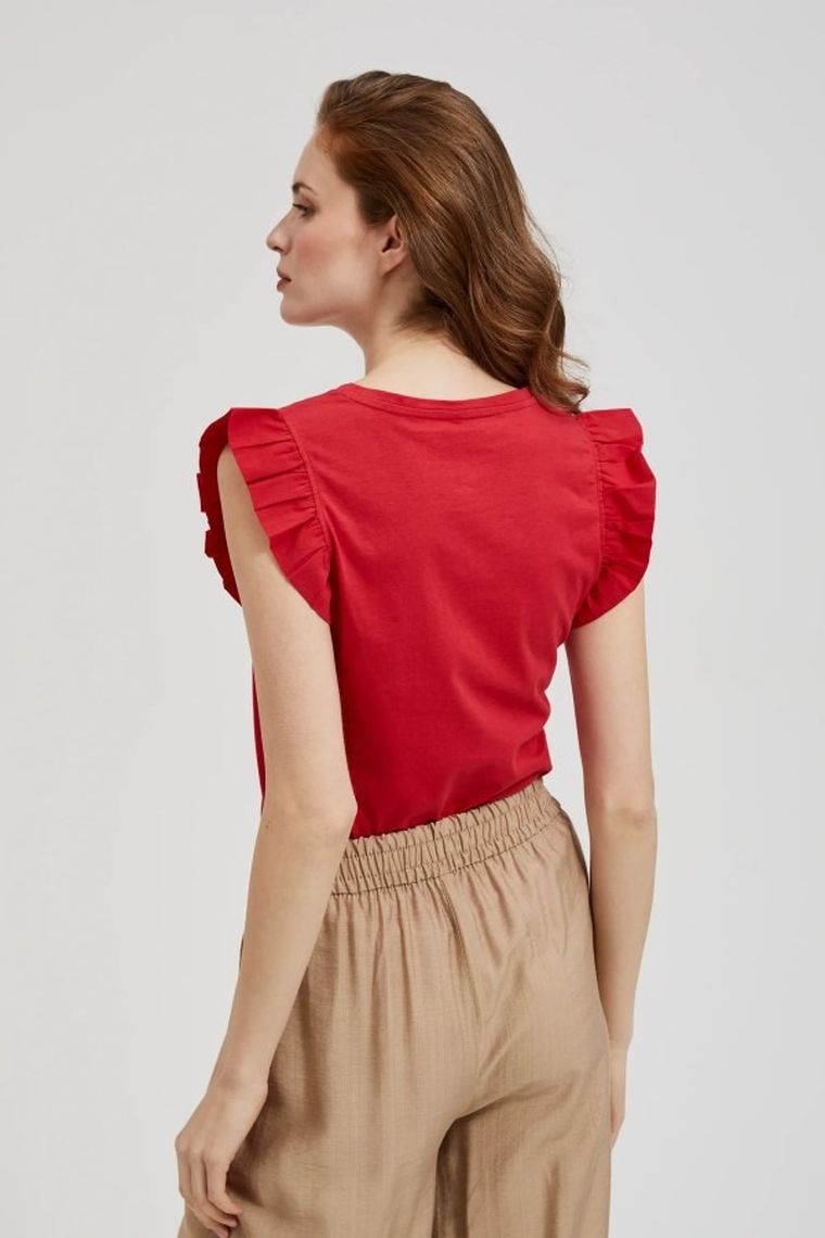 Bluzka damska bez rękawów, czerwona, Moodo