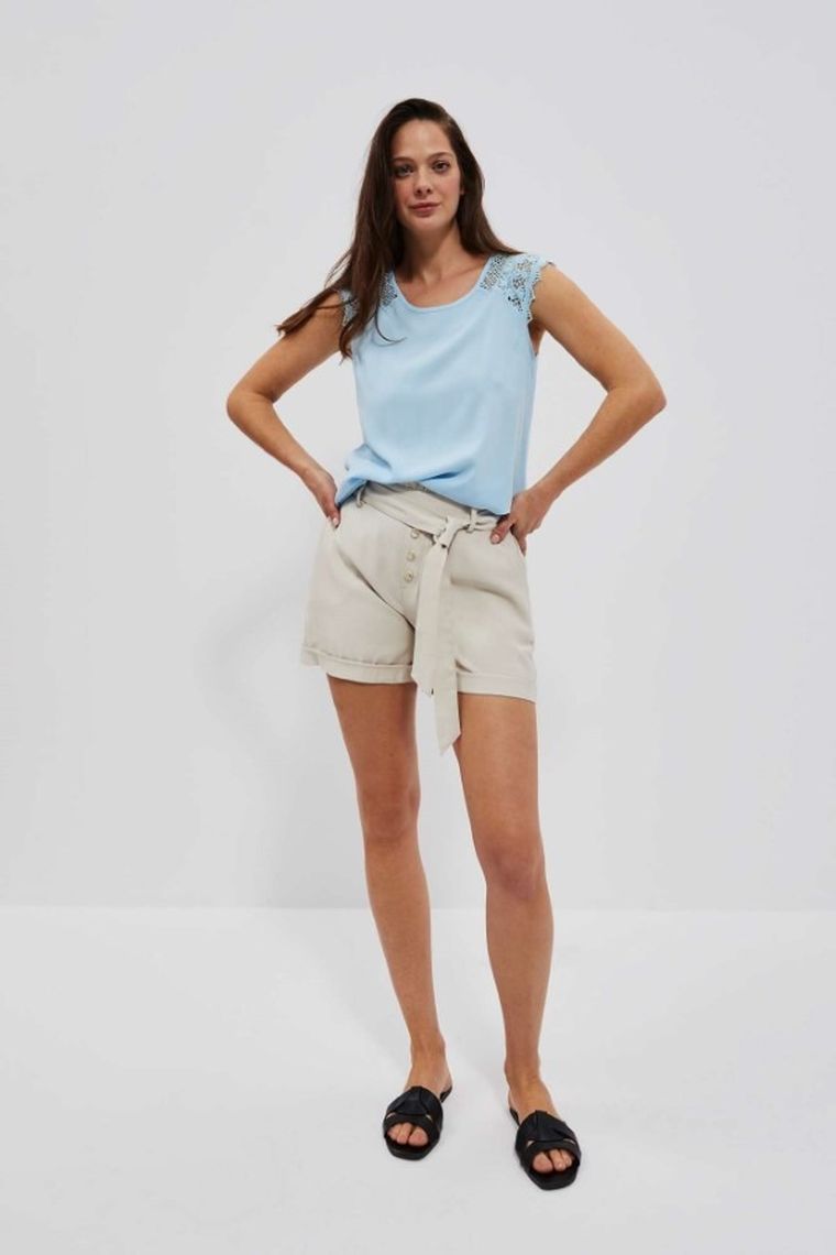 Bluzka damska bez rękawów, niebieska, Moodo