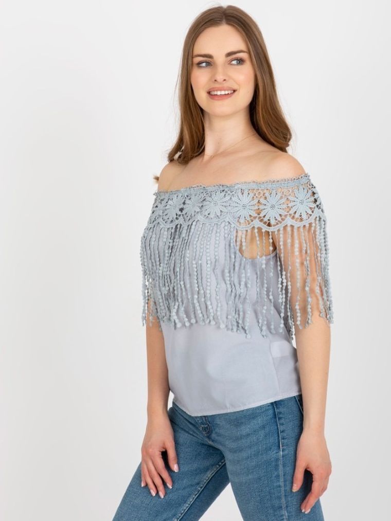 Bluzka damska bez rękawów, szara, Factory Price