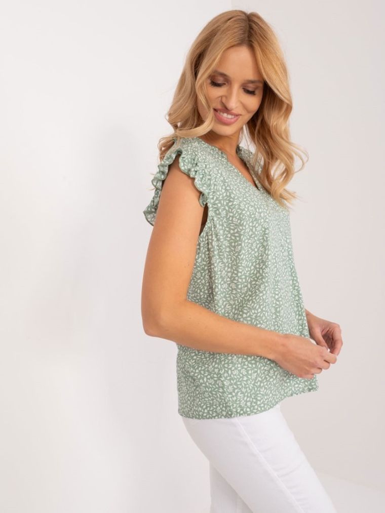 Bluzka damska bez rękawów, zielona, Sublevel