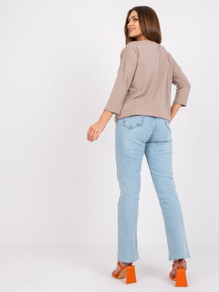 Bluzka damska z długim rękawem, beżowa, Relevance