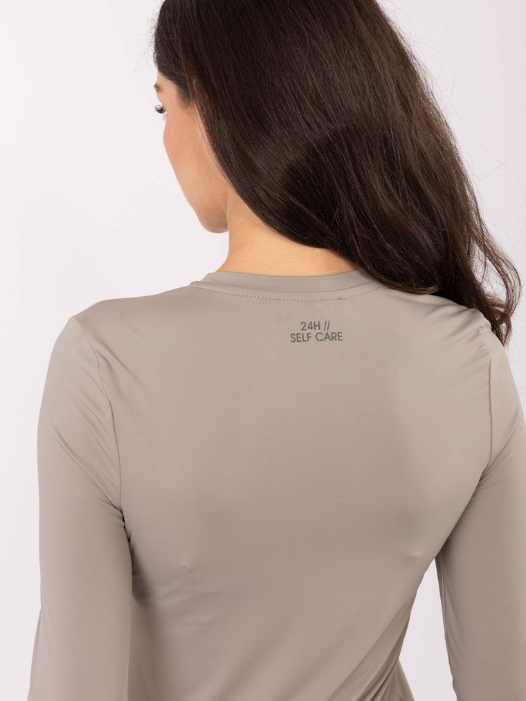 Bluzka damska z długim rękawem, beżowa, Sublevel