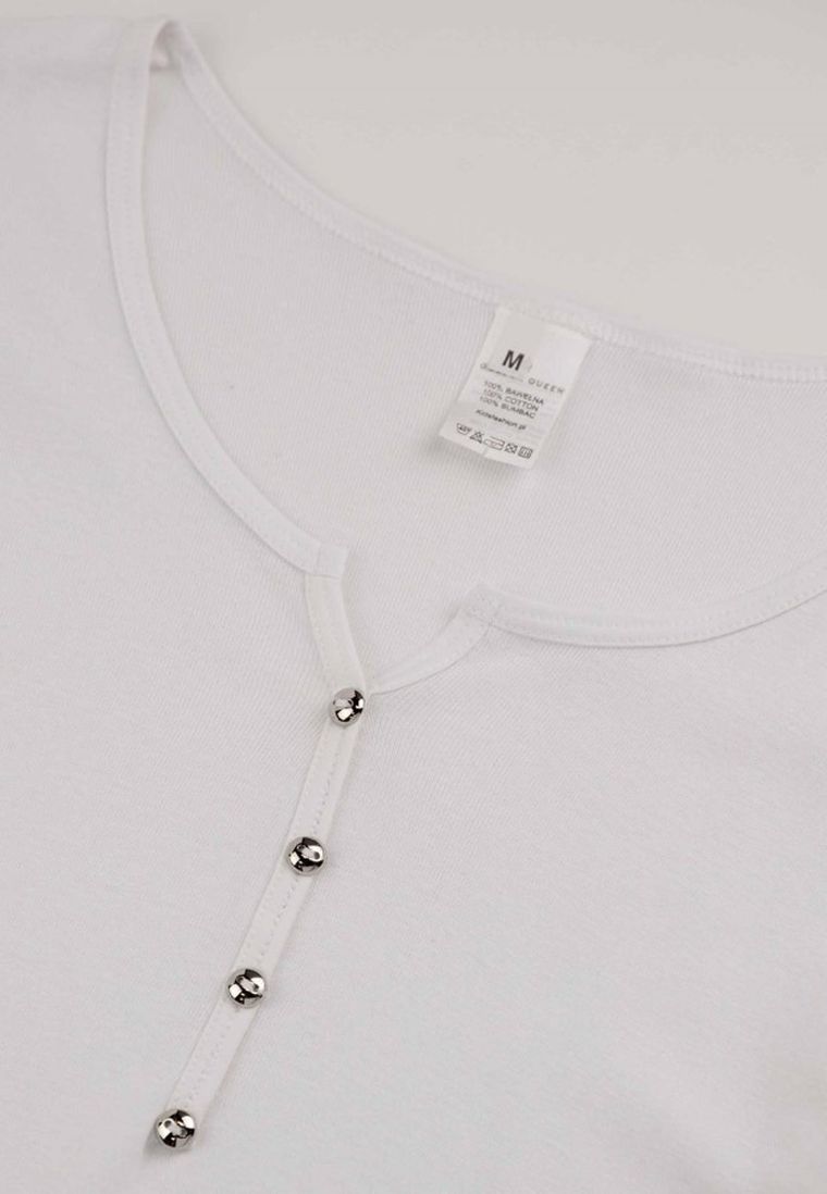 Bluzka damska z długim rękawem, biała, Golden Queen