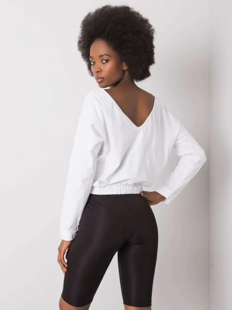 Bluzka damska z długim rękawem, biała, Rue Paris