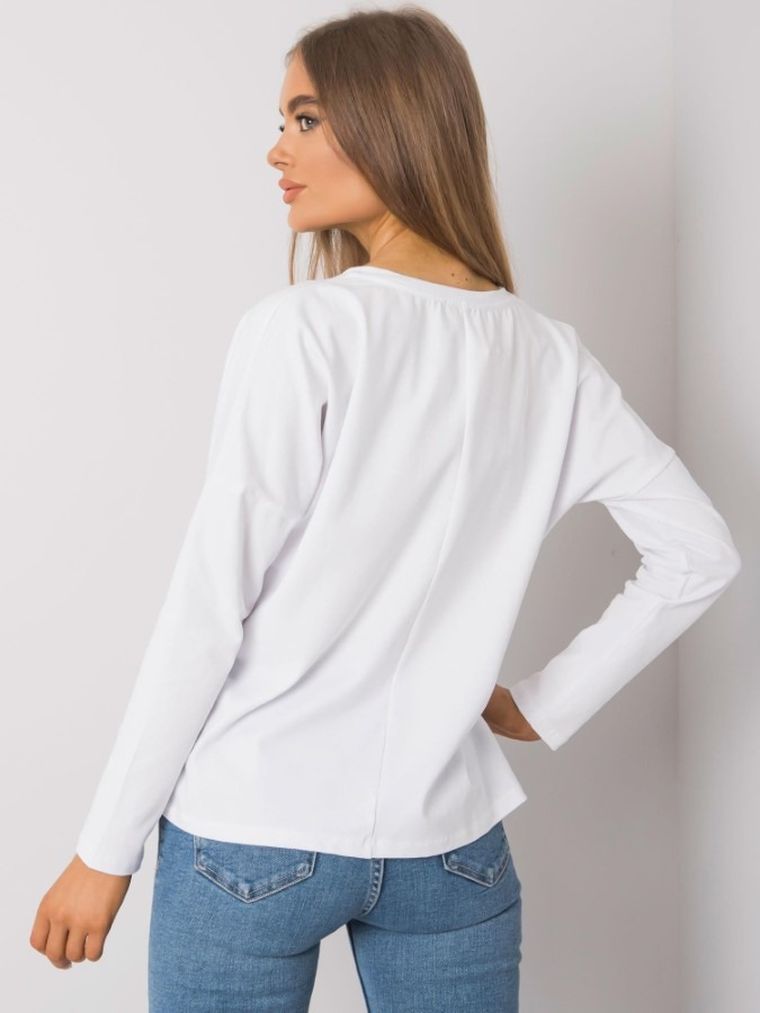 Bluzka damska z długim rękawem, biała, Rue Paris