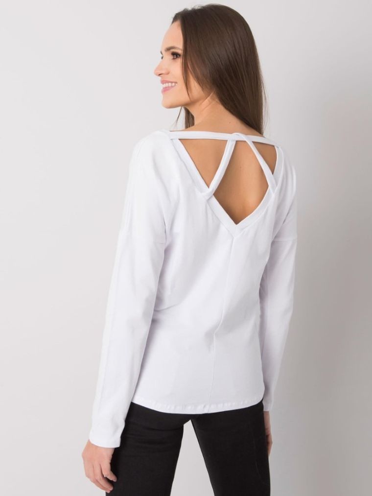 Bluzka damska z długim rękawem, biała, Rue Paris
