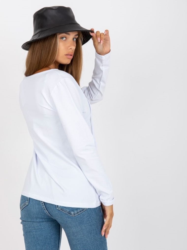 Bluzka damska z długim rękawem, biała, Rue Paris