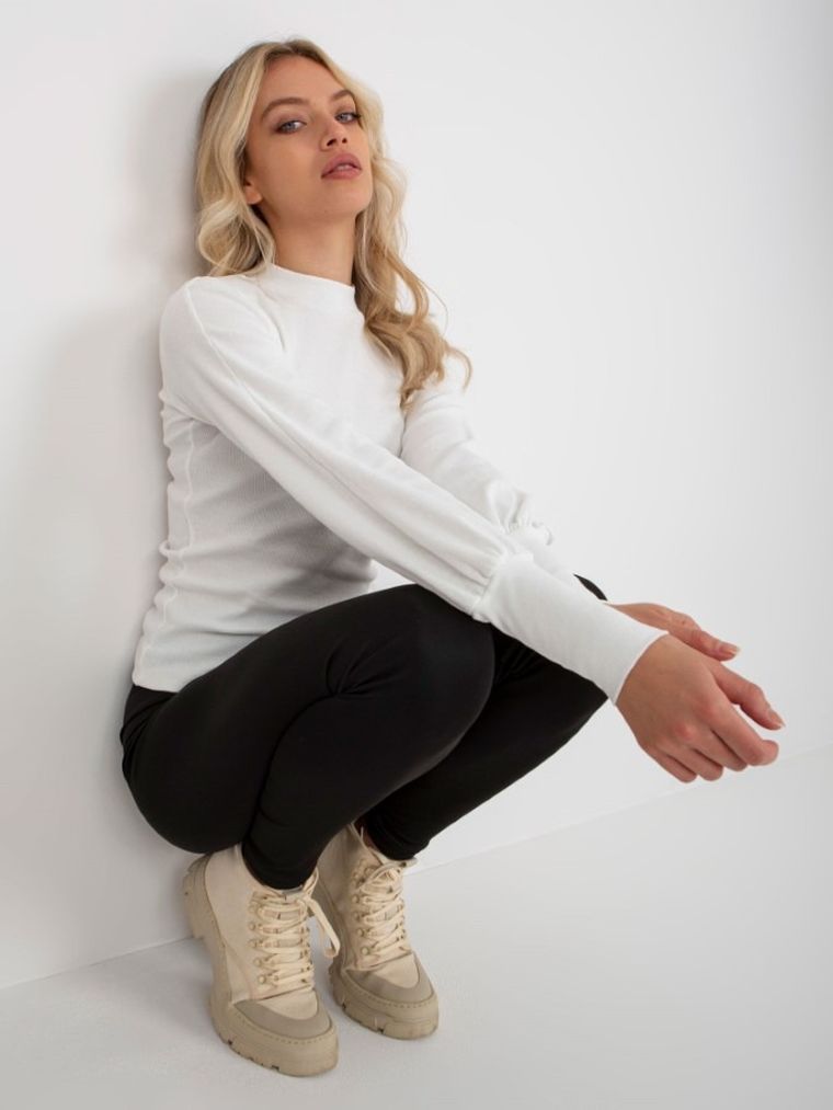 Bluzka damska z długim rękawem, biała, Rue Paris