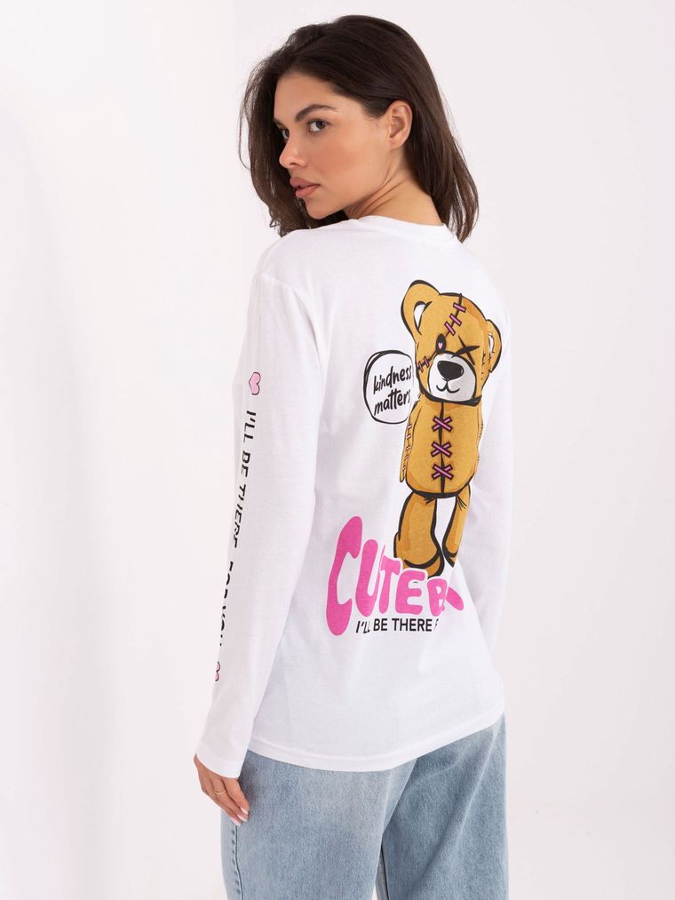 Bluzka damska z długim rękawem, biała, Sublevel