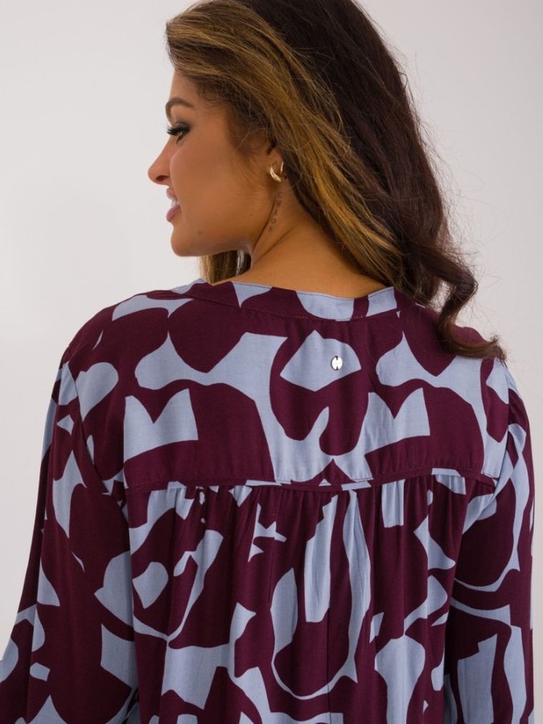 Bluzka damska z długim rękawem, bordowa, Sublevel