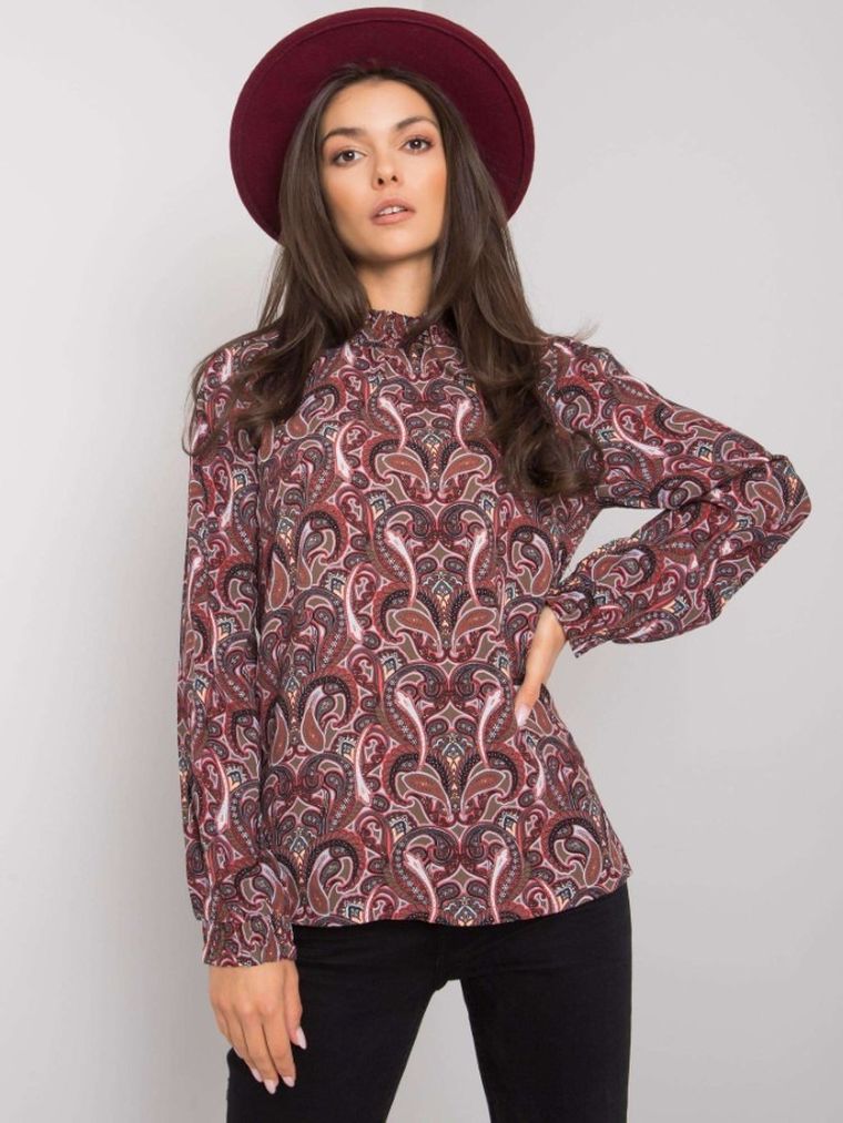 Bluzka damska z długim rękawem, brązowa, Fresh Made