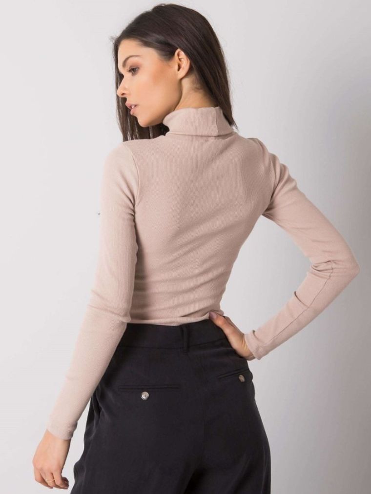 Bluzka damska z długim rękawem, brązowa, Rue Paris