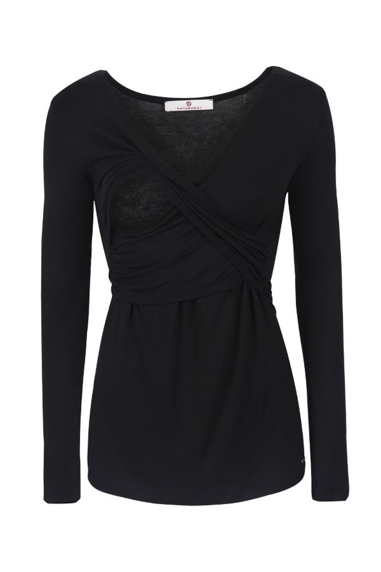 Bluzka damska z długim rękawem, ciążowa, czarna, Bellybutton