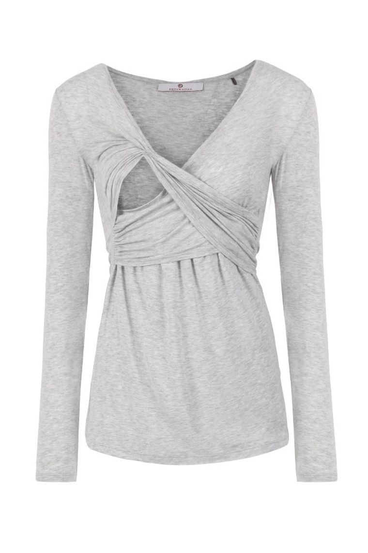 Bluzka damska z długim rękawem, ciążowa, szara, Bellybutton