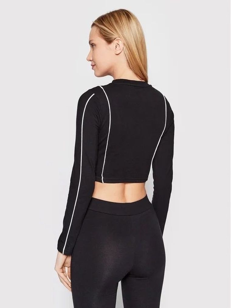 Bluzka damska z długim rękawem, crop top, czarna, Ellesse