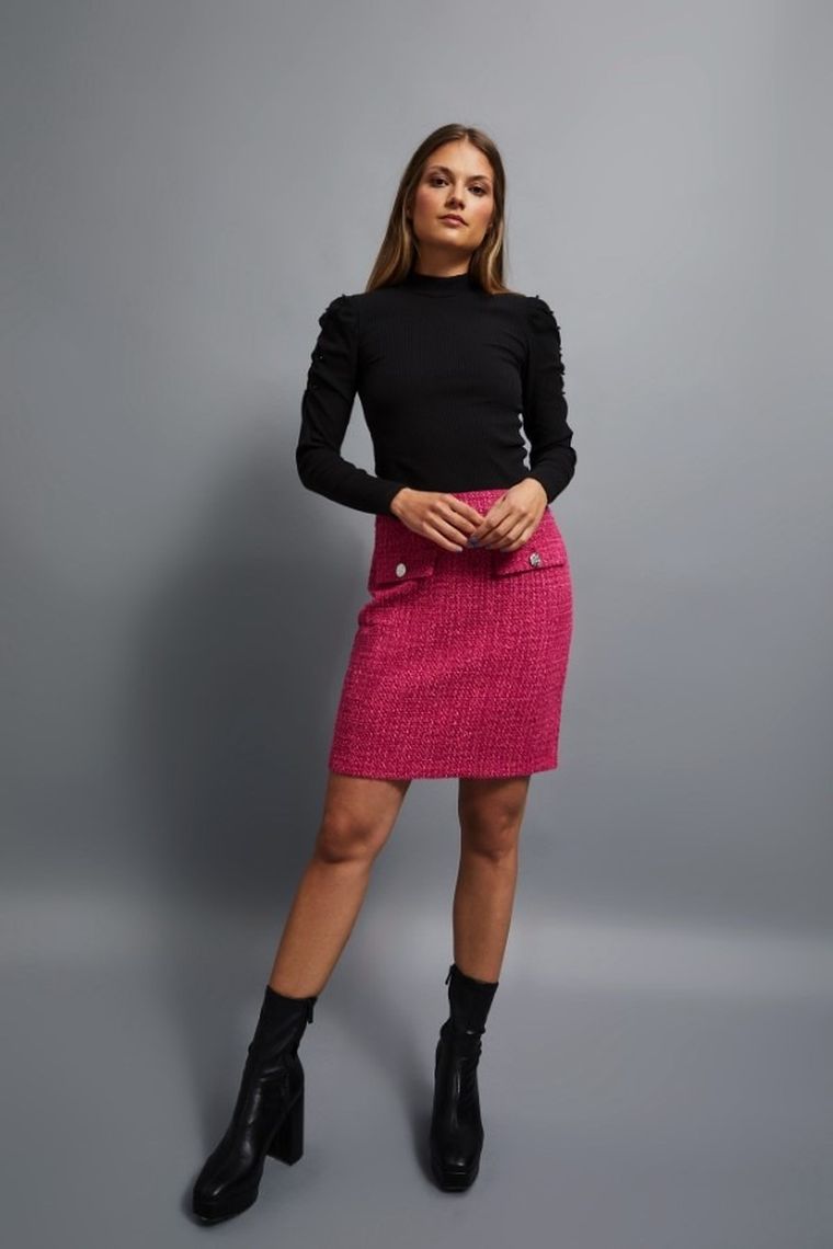 Bluzka damska z długim rękawem, czarna, Moodo