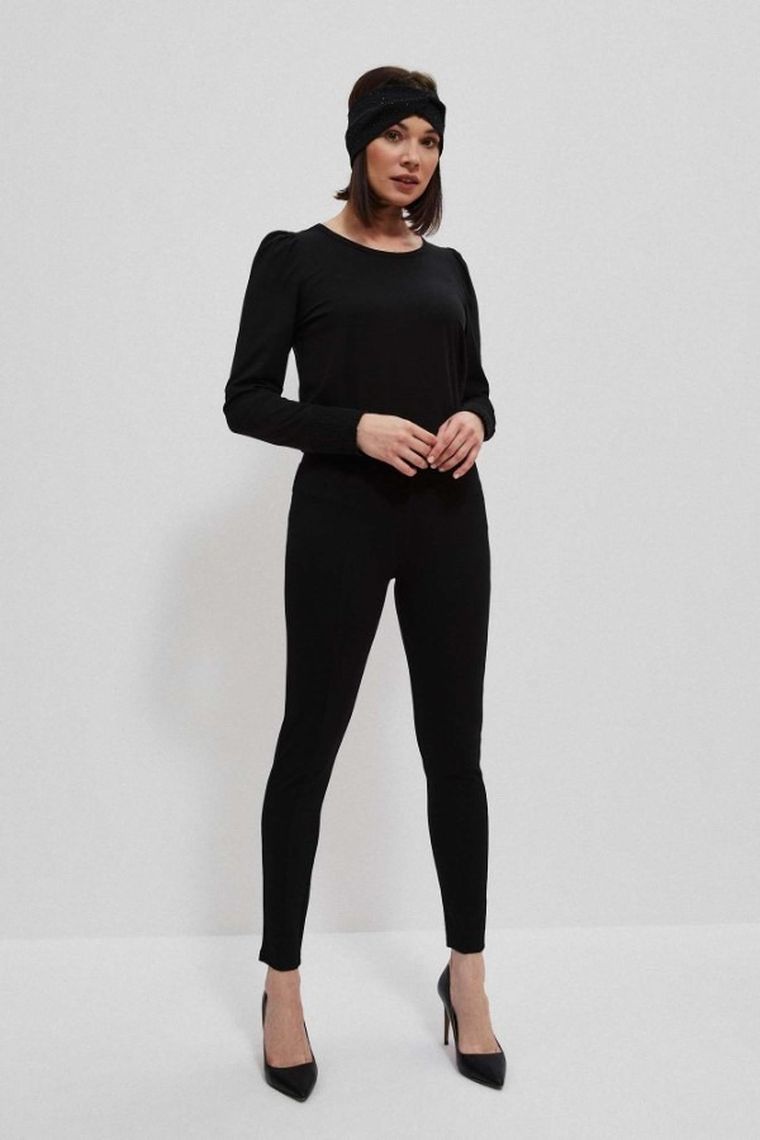 Bluzka damska z długim rękawem, czarna, Moodo