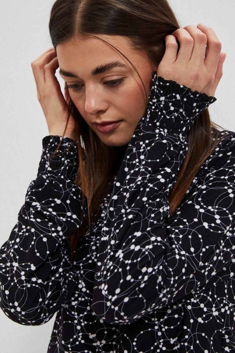 Bluzka damska z długim rękawem, czarna, Moodo