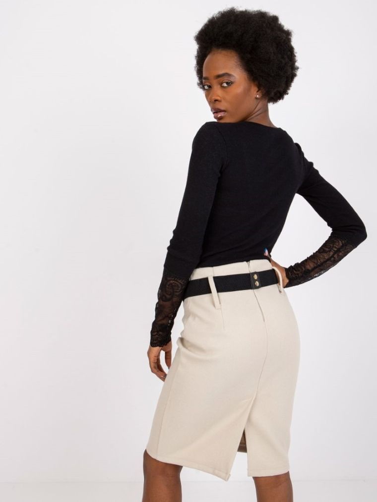 Bluzka damska z długim rękawem, czarna, Rue Paris