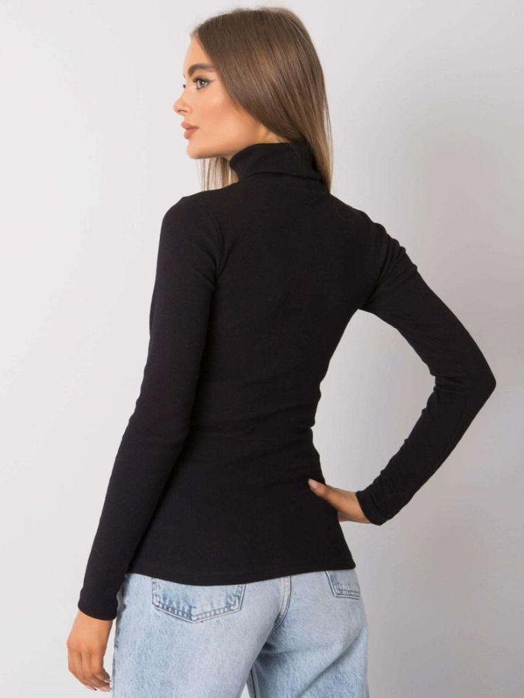Bluzka damska z długim rękawem, czarna, Rue Paris