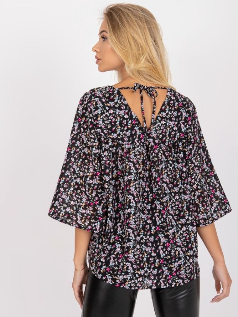 Bluzka damska z długim rękawem, czarna, Zuluna