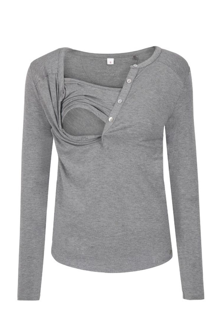 Bluzka damska z długim rękawem, do karmienia, szara, Bellybutton