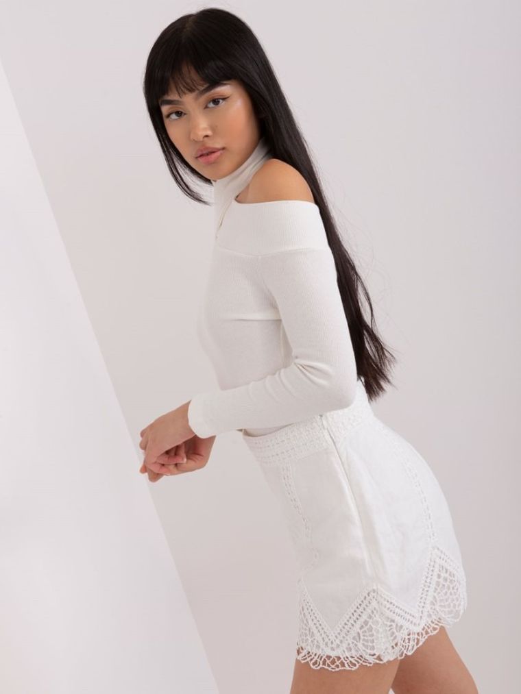 Bluzka damska z długim rękawem, ecru, Lily Rose