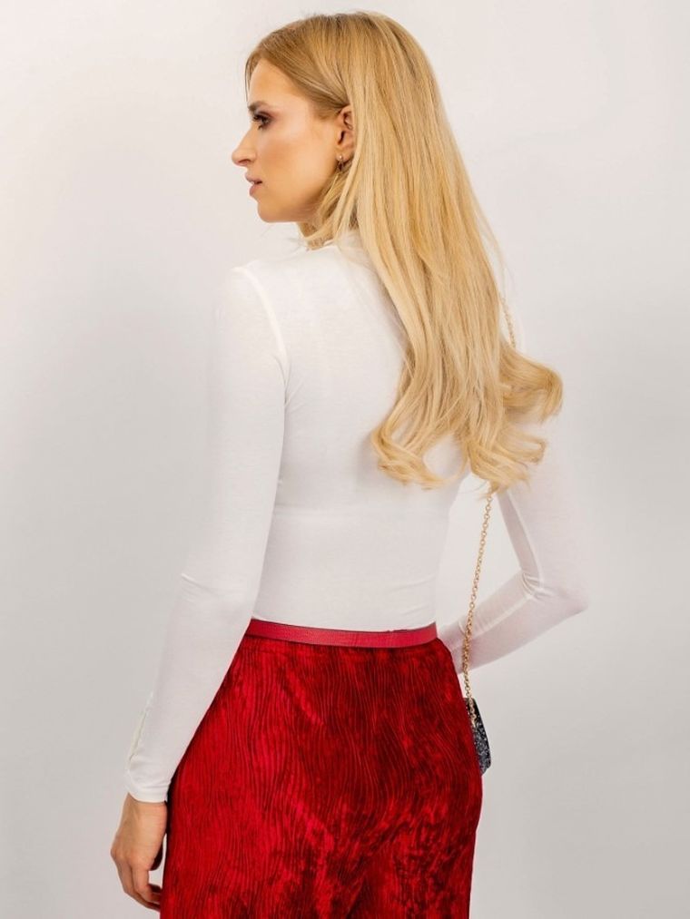 Bluzka damska z długim rękawem, ecru, Rue Paris