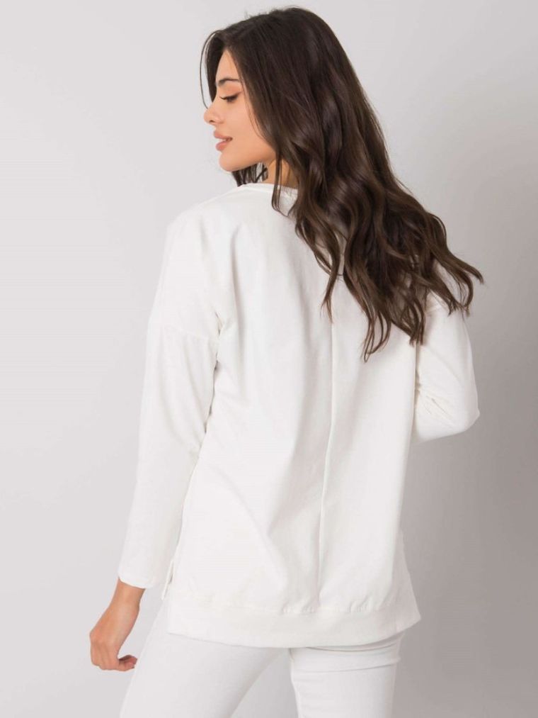 Bluzka damska z długim rękawem, ecru, Rue Paris