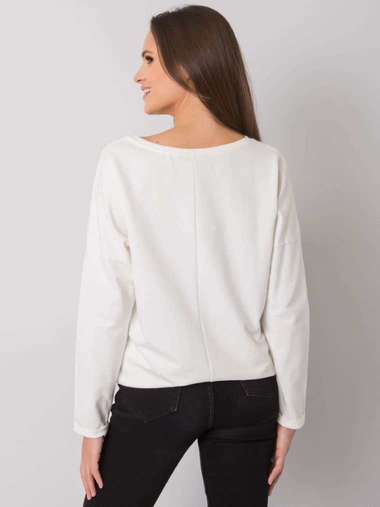 Bluzka damska z długim rękawem, ecru, Rue Paris