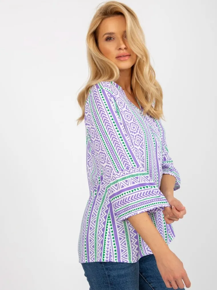 Bluzka damska z długim rękawem, fioletowa, Sublevel