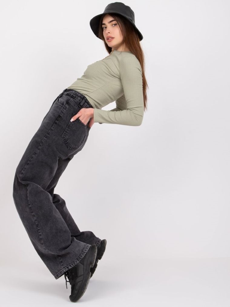 Bluzka damska z długim rękawem, miętowa, Lakerta