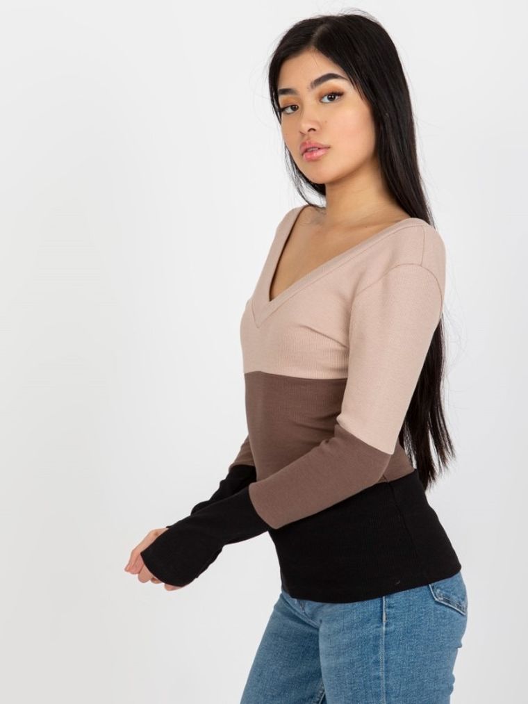 Bluzka damska z długim rękawem, mix, Rue Paris