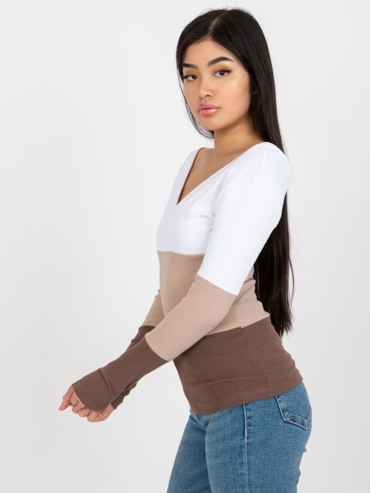 Bluzka damska z długim rękawem, mix, Rue Paris