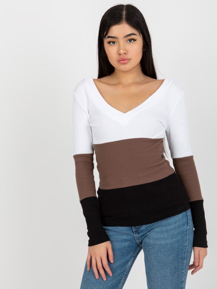 Bluzka damska z długim rękawem, mix, Rue Paris